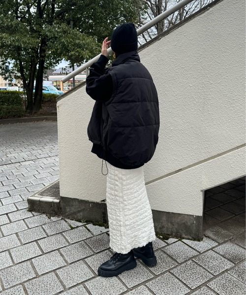 y/m by misato（イムバイミサト）の「膨れジャガードニットスカート（スカート・レディース・ブラック/アイボリー/杢グレー・36）」の5枚目の写真