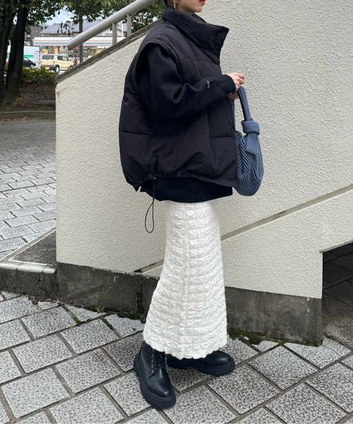 y/m by misato（イムバイミサト）の「膨れジャガードニットスカート（スカート・レディース・ブラック/アイボリー/杢グレー・36）」の9枚目の写真