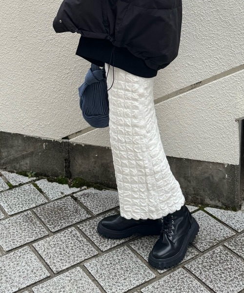 y/m by misato（イムバイミサト）の「膨れジャガードニットスカート（スカート・レディース・ブラック/アイボリー/杢グレー・36）」の10枚目の写真