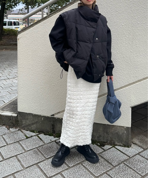 y/m by misato（イムバイミサト）の「膨れジャガードニットスカート（スカート・レディース・ブラック/アイボリー/杢グレー・36）」の11枚目の写真