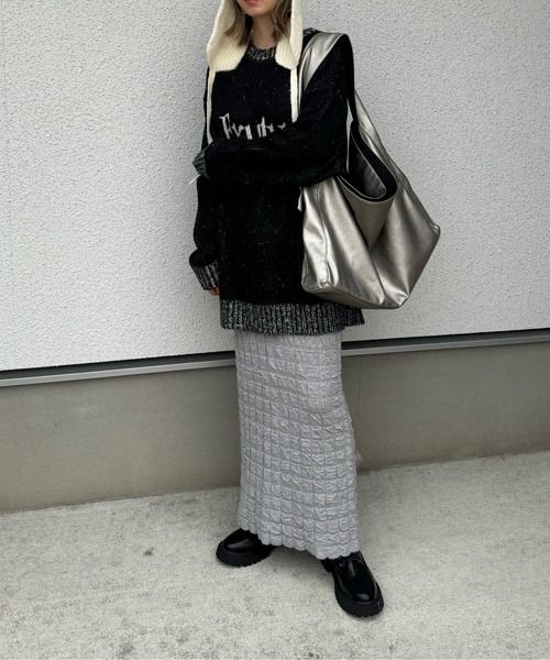 y/m by misato（イムバイミサト）の「膨れジャガードニットスカート（スカート・レディース・ブラック/アイボリー/杢グレー・36）」の20枚目の写真