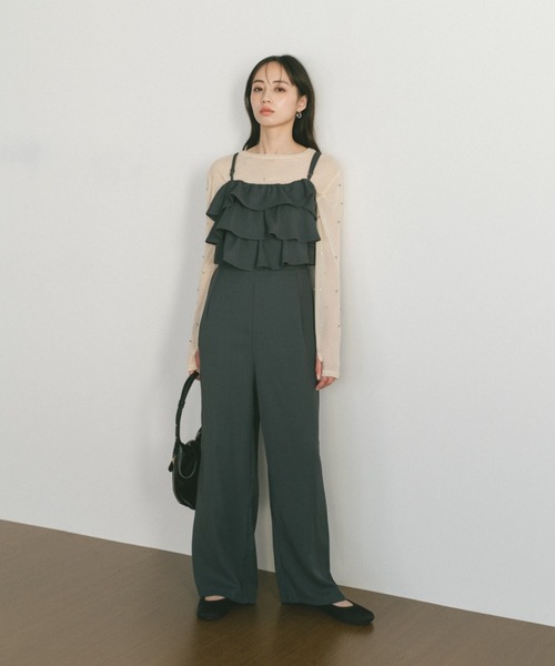 Kastane カスタネ フリルサロペット hvit サロンペット Kastane