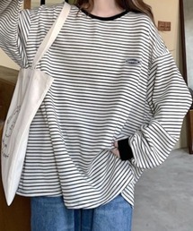 ミニボーダーゆったりロングTシャツ