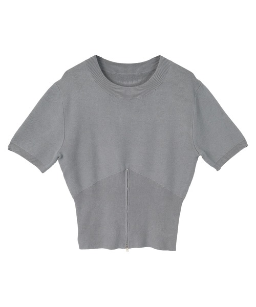 miette（ミエット）の「裾ジップ半袖トップス（Tシャツ/カットソー・レディース・オフホワイト/グレー/レッド・FREE）」の5枚目の写真