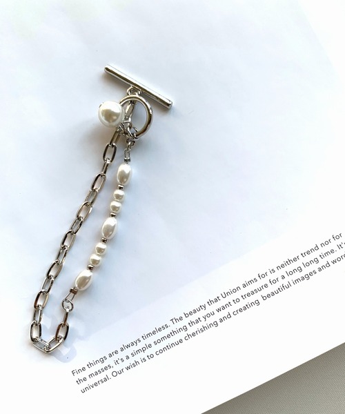 Q(キュー)の「パールアクセントブレス(ブレスレット・レディース・シルバー・ONE SIZE)」の1枚目の写真