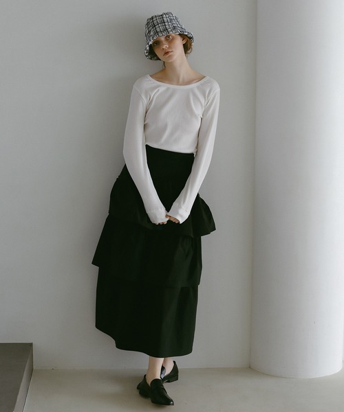 EFOLE（エフォル）の「プチリボン リブ ロンT（Tシャツ/カットソー・レディース・ブルー/ピンク/ホワイト・FREE）」の6枚目の写真