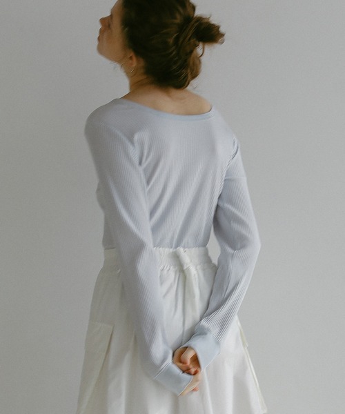 EFOLE（エフォル）の「プチリボン リブ ロンT（Tシャツ/カットソー・レディース・ブルー/ピンク/ホワイト・FREE）」の15枚目の写真