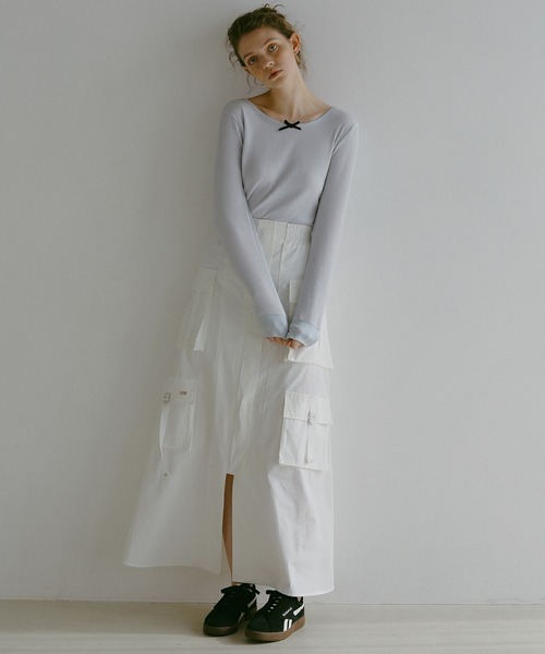 EFOLE（エフォル）の「プチリボン リブ ロンT（Tシャツ/カットソー・レディース・ブルー/ピンク/ホワイト・FREE）」の16枚目の写真