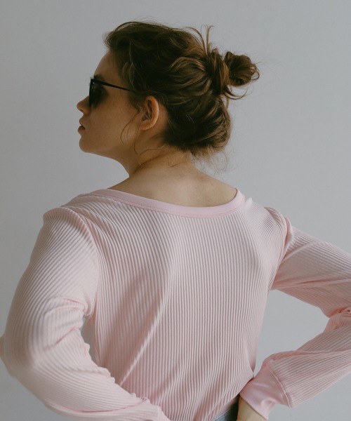 EFOLE（エフォル）の「プチリボン リブ ロンT（Tシャツ/カットソー・レディース・ブルー/ピンク/ホワイト・FREE）」の18枚目の写真