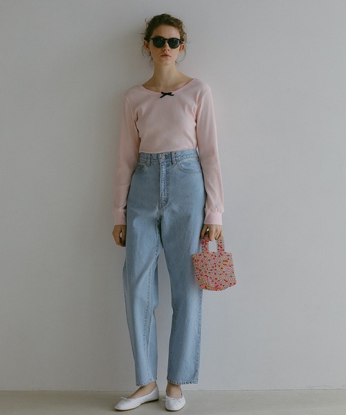 EFOLE（エフォル）の「プチリボン リブ ロンT（Tシャツ/カットソー・レディース・ブルー/ピンク/ホワイト・FREE）」の19枚目の写真