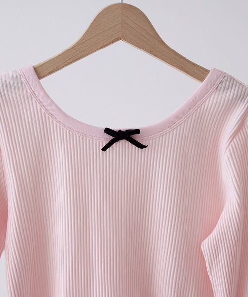 EFOLE（エフォル）の「プチリボン リブ ロンT（Tシャツ/カットソー・レディース・ブルー/ピンク/ホワイト・FREE）」の12枚目の写真