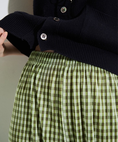 MERLOT（メルロー）の「ギンガムチェックプリーツパンツ（その他パンツ・レディース・イエロー/グリーン/ブラック/ブルー・FREE）」の21枚目の写真