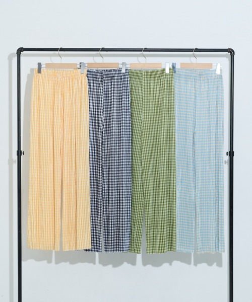 MERLOT（メルロー）の「ギンガムチェックプリーツパンツ（その他パンツ・レディース・イエロー/グリーン/ブラック/ブルー・FREE）」の5枚目の写真