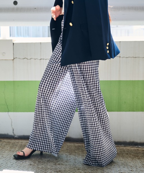 MERLOT（メルロー）の「ギンガムチェックプリーツパンツ（その他パンツ・レディース・イエロー/グリーン/ブラック/ブルー・FREE）」の7枚目の写真