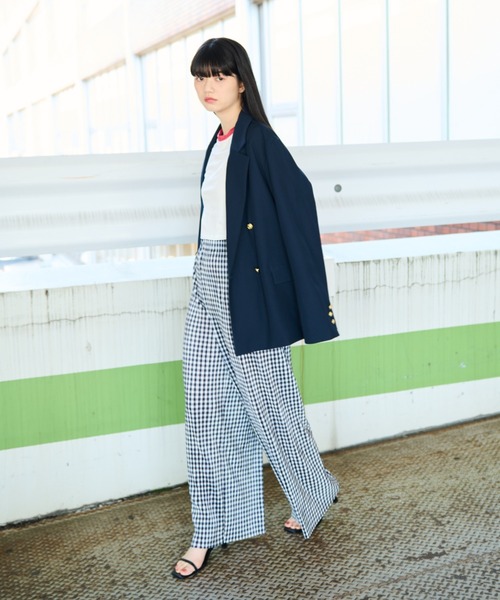 MERLOT（メルロー）の「ギンガムチェックプリーツパンツ（その他パンツ・レディース・イエロー/グリーン/ブラック/ブルー・FREE）」の13枚目の写真