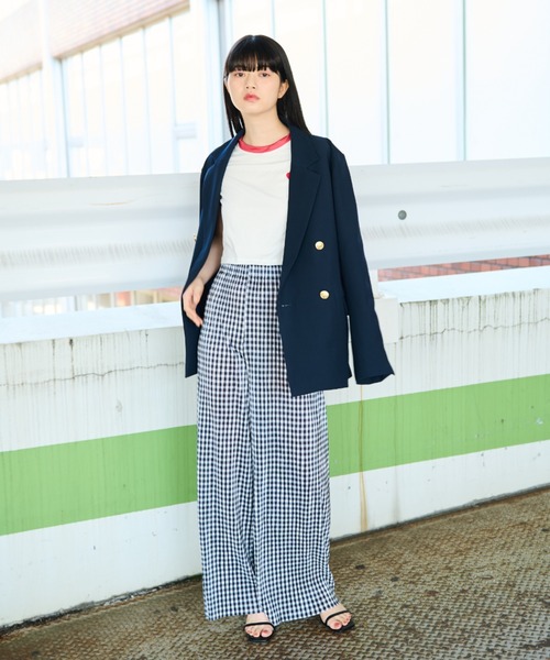 MERLOT（メルロー）の「ギンガムチェックプリーツパンツ（その他パンツ・レディース・イエロー/グリーン/ブラック/ブルー・FREE）」の14枚目の写真