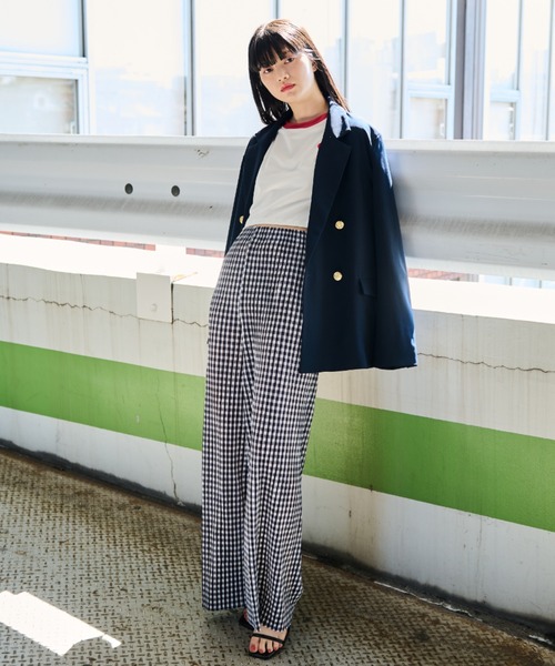 MERLOT（メルロー）の「ギンガムチェックプリーツパンツ（その他パンツ・レディース・イエロー/グリーン/ブラック/ブルー・FREE）」の11枚目の写真