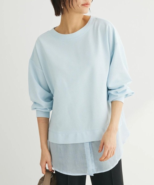 Green　Parks（グリーンパークス）の「前後2wayシアードッキングチュニック（チュニック・レディース・ライトベージュ/ブラック/サックスブルー/オフホワイト・FREE）」の4枚目の写真