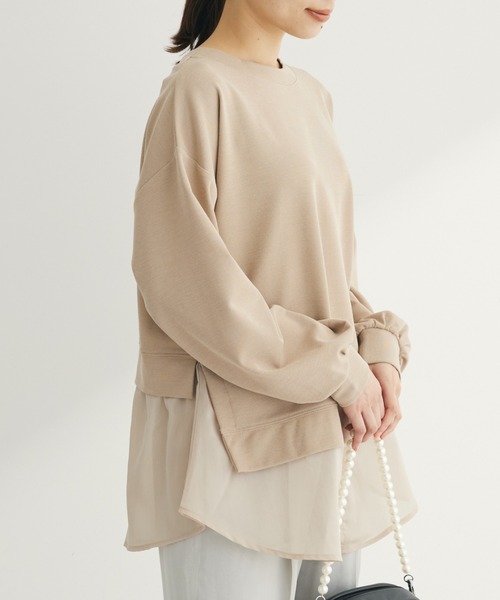 Green　Parks（グリーンパークス）の「前後2wayシアードッキングチュニック（チュニック・レディース・ライトベージュ/ブラック/サックスブルー/オフホワイト・FREE）」の3枚目の写真