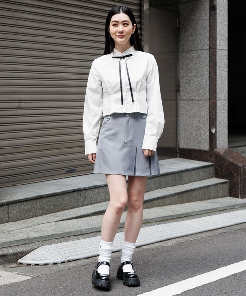 3.3 Field Trip （3.3フィールドトリップ）の「3.3 Field Trip／タックポイントシャツ　2105735（シャツ/ブラウス・レディース・ホワイト/ブルー・FREE）」の22枚目の写真