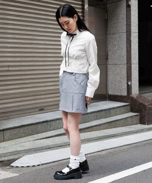 3.3 Field Trip （3.3フィールドトリップ）の「3.3 Field Trip／タックポイントシャツ　2105735（シャツ/ブラウス・レディース・ホワイト/ブルー・FREE）」の21枚目の写真