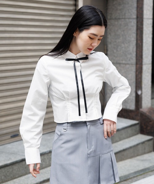 3.3 Field Trip （3.3フィールドトリップ）の「3.3 Field Trip／タックポイントシャツ　2105735（シャツ/ブラウス・レディース・ホワイト/ブルー・FREE）」の20枚目の写真