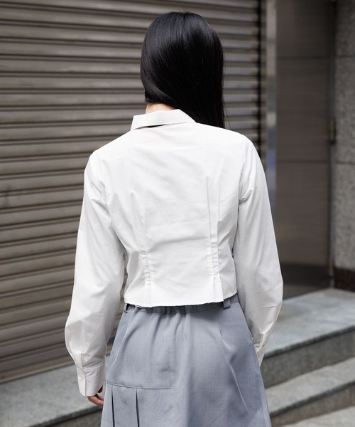 3.3 Field Trip （3.3フィールドトリップ）の「3.3 Field Trip／タックポイントシャツ　2105735（シャツ/ブラウス・レディース・ホワイト/ブルー・FREE）」の18枚目の写真