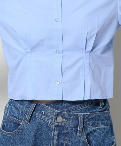 3.3 Field Trip （3.3フィールドトリップ）の「3.3 Field Trip／タックポイントシャツ　2105735（シャツ/ブラウス・レディース・ホワイト/ブルー・FREE）」の5枚目の写真