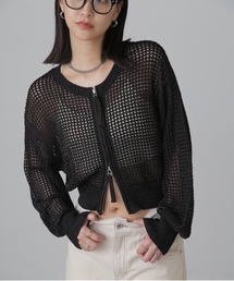 FREE'S MART | ◇フロントジップラメメッシュカーディガン(カーディガン/ボレロ)