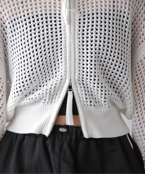 FREE'S MART（フリーズマート）の「◇フロントジップラメメッシュカーディガン（カーディガン/ボレロ・レディース・イエロー/ブラック/ブルー/ホワイト・FREE）」の18枚目の写真