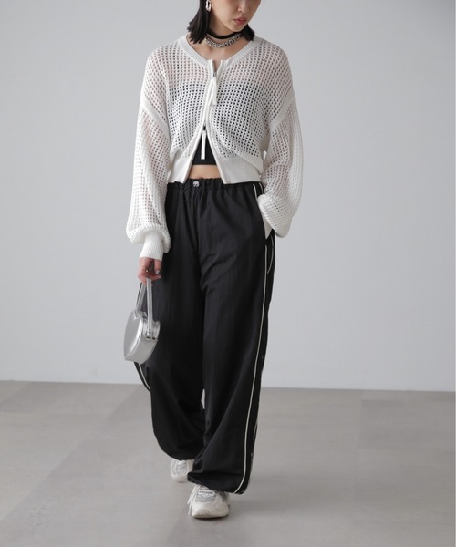 FREE'S MART（フリーズマート）の「◇フロントジップラメメッシュカーディガン（カーディガン/ボレロ・レディース・イエロー/ブラック/ブルー/ホワイト・FREE）」の13枚目の写真