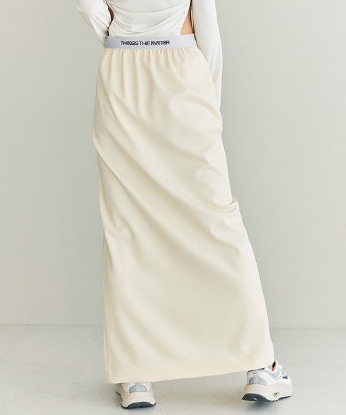 THINGS THAT MATTER(シングス ザット マター)の「SCUBA JERSEY NARROW MAXI SKIRT / スキューバジャージナローマキシスカート(スカート・レディース・アイボリー/ブラック/ライム・1/2)」の9枚目の写真