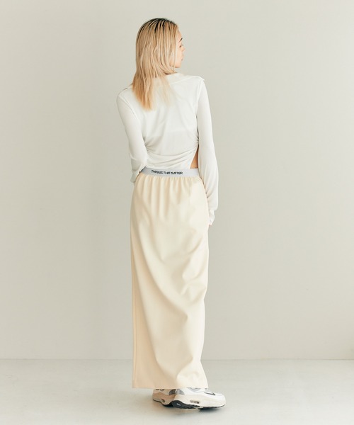 THINGS THAT MATTER(シングス ザット マター)の「SCUBA JERSEY NARROW MAXI SKIRT / スキューバジャージナローマキシスカート(スカート・レディース・アイボリー/ブラック/ライム・1/2)」の6枚目の写真