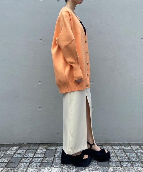 THINGS THAT MATTER(シングス ザット マター)の「SCUBA JERSEY NARROW MAXI SKIRT / スキューバジャージナローマキシスカート(スカート・レディース・アイボリー/ブラック/ライム・1/2)」の18枚目の写真