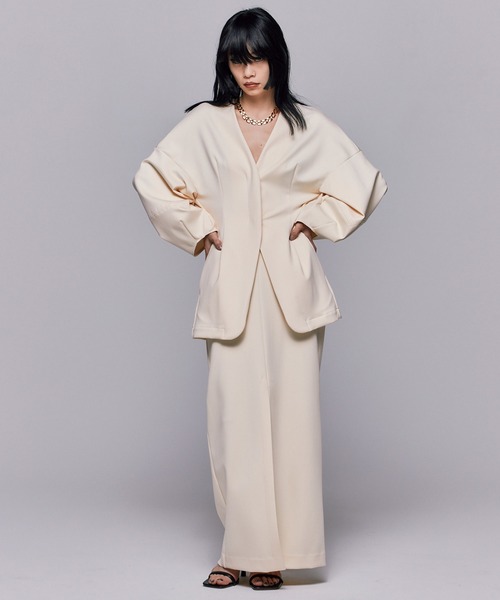 THINGS THAT MATTER(シングス ザット マター)の「SCUBA JERSEY NARROW MAXI SKIRT / スキューバジャージナローマキシスカート(スカート・レディース・アイボリー/ブラック/ライム・1/2)」の16枚目の写真