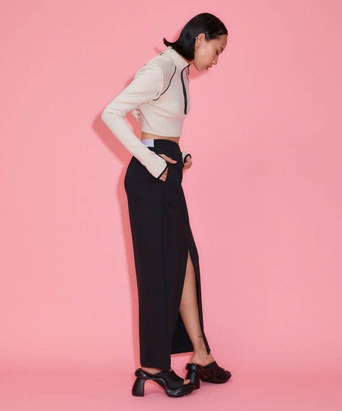 スカート Sportmax Black Scuba Jersey Maxi Skirt Scuba jersey skirt with rhinestones, black | Sportmax
