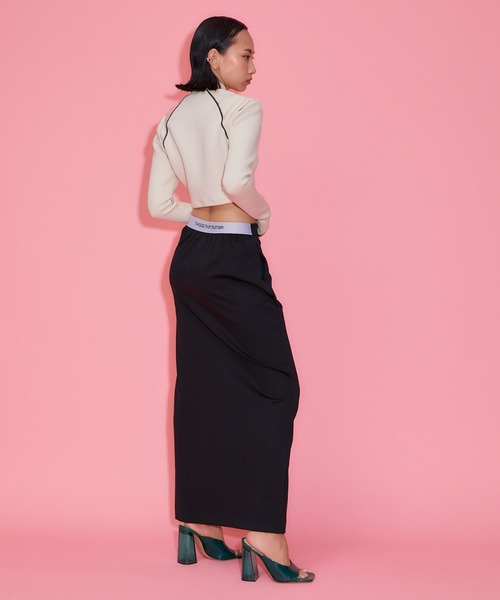 スカート Sportmax Black Scuba Jersey Maxi Skirt Scuba jersey skirt with rhinestones, black | Sportmax