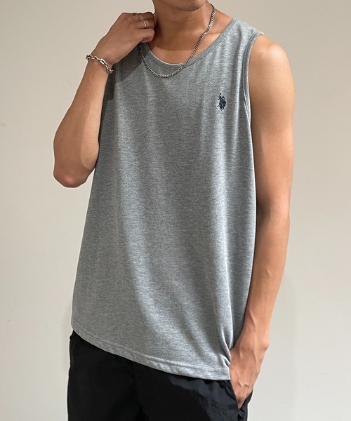 U.S. POLO ASSN.（ユーエスポロアッスン）の「【U.S. POLO ASSN.】ワンポイントポニー刺繍タンクトップ PLM41234TT（タンクトップ・メンズ・ブラック/グレー/ホワイト/グリーン/ブラウン/ネイビー/ワイン・S/M/L/XL）」の3枚目の写真