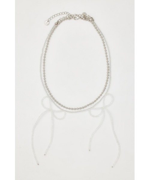 LAGUA GEM(ラグアジェム)の「BEADS RIBBON ネックレス(ネックレス・レディース・ブラック/クリア・FREE)」の2枚目の写真