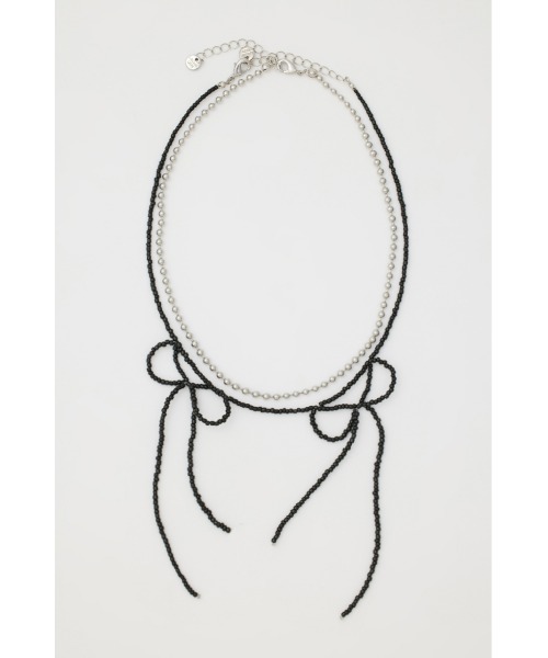 LAGUA GEM(ラグアジェム)の「BEADS RIBBON ネックレス(ネックレス・レディース・ブラック/クリア・FREE)」の1枚目の写真