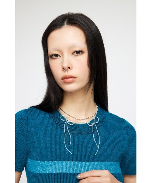 LAGUA GEM(ラグアジェム)の「BEADS RIBBON ネックレス(ネックレス・レディース・ブラック/クリア・FREE)」の7枚目の写真