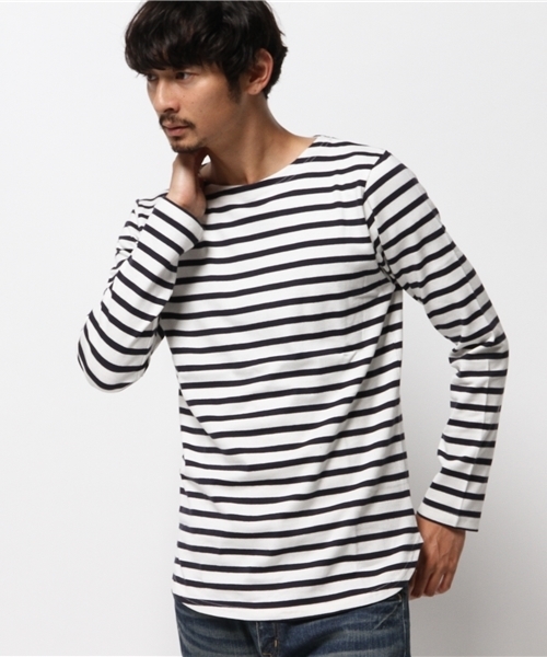 WEGO（ウィゴー）の「WEGO/スタンダードバスクシャツ（Tシャツ/カットソー・メンズ・ネイビー/ホワイト/ブルー系その他/トリコロール・MEDIUM/LARGE）」の9枚目の写真