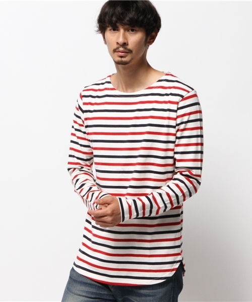 WEGO（ウィゴー）の「WEGO/スタンダードバスクシャツ（Tシャツ/カットソー・メンズ・ネイビー/ホワイト/ブルー系その他/トリコロール・MEDIUM/LARGE）」の10枚目の写真