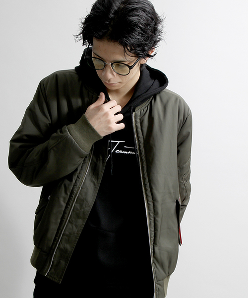 WEGO（ウィゴー）の「WEGO/パデッドMA-1（ミリタリージャケット・メンズ・ブラック/グレー/カーキ/ネイビー/その他1・MEDIUM/LARGE）」の4枚目の写真