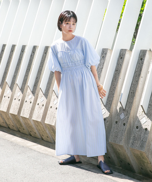 KBF（ケイビーエフ）の「カーブラインドロストシャーリングワンピース（ワンピース・レディース・ブラック/ブルー系その他/パープル系その他・36/38）」の5枚目の写真