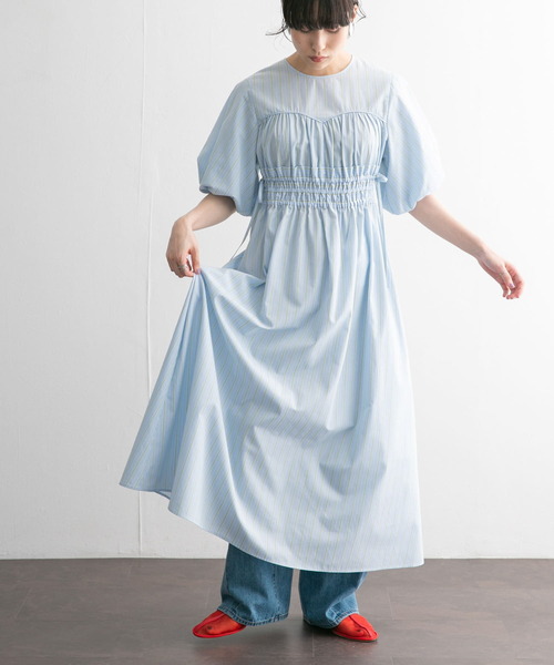 KBF（ケイビーエフ）の「カーブラインドロストシャーリングワンピース（ワンピース・レディース・ブラック/ブルー系その他/パープル系その他・36/38）」の7枚目の写真