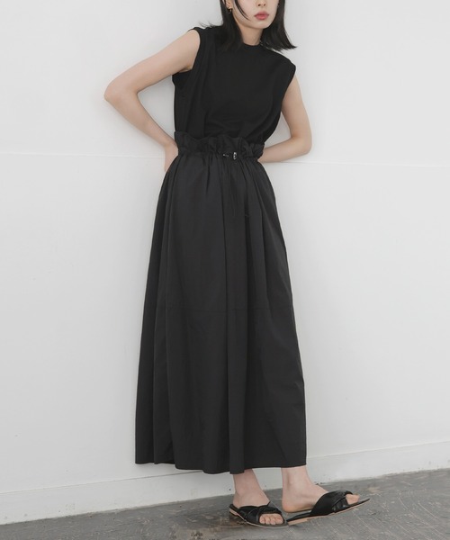 LIAN（リアン）の「ドロストドッキングワンピース（ワンピース・レディース・ブラック/ホワイト×グレー/ホワイト×ブラック・FREE）」の3枚目の写真