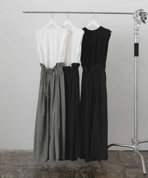 LIAN（リアン）の「ドロストドッキングワンピース（ワンピース・レディース・ブラック/ホワイト×グレー/ホワイト×ブラック・FREE）」の5枚目の写真