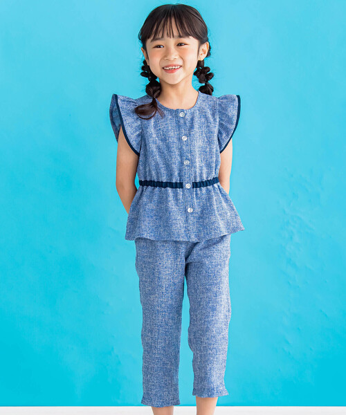 BeBe Petits Pois Vert（ベベプチポワヴェール）の「ツイードセットアップ(95~150cm)（セットアップ・キッズ・ブルー系その他/ブラック系その他・140cm/110cm/95cm/120cm/150cm/100cm/130cm）」の2枚目の写真