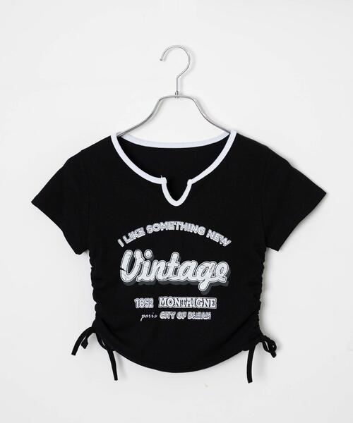 dispark(ディスパーク)の「DISPARK/配色サイドギャザーVネックT(Tシャツ/カットソー・レディース・カーキ/オフホワイト/ブラック・FREE)」の22枚目の写真